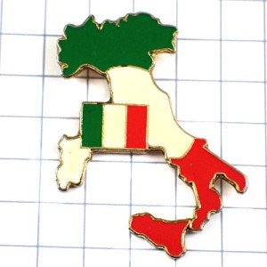 ピンバッジ・イタリア国旗と地図型