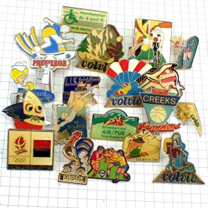 フランス ピンズ 雑貨 ヴィンテージ ピンバッジまとめて20個セット まとめ売り 大量 フレンチ ビンテージ 広告 登山ペタンク凧スケボーなどスポーツいろいろ