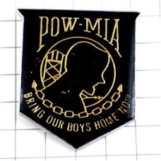 ピンバッジ・アメリカ軍/POW-MIAの黒い旗