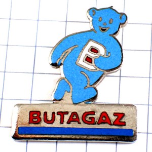 ピンバッジ・Ｂビュタガス青い熊 BUTAGAZ FRANCE