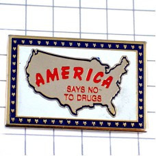 ピンバッジ・ドラッグ反対アメリカ/USA麻薬撲滅 USA MAP AMERICA NO-DRUG