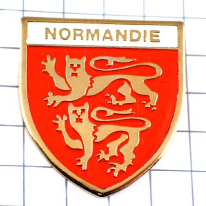 ピンバッジ・ノルマンディ地方ライオン２頭の紋章 NORMANDIE FRANCE