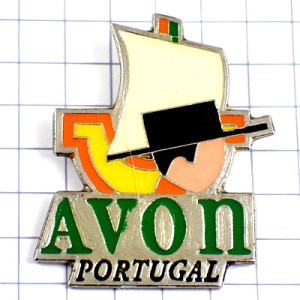 お買得ピンバッジ・ポルトガル黒い帽子の男ボート帆船エイボン化粧品 PORTUGAL AVON-USA