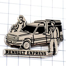 ピンバッジ・ルノーの車３人家族シルバー銀色 RENAULT FRANCE