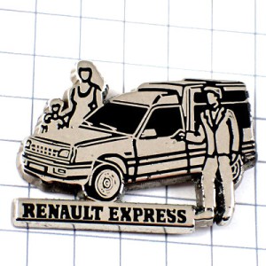 ピンバッジ・ルノーの車３人家族シルバー銀色 RENAULT FRANCE