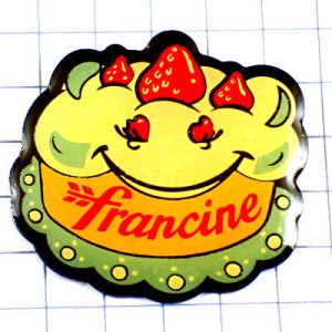 ピンバッジ・笑顔のイチゴケーキお菓子 FRANCINE