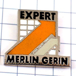 ピンバッジ・電気エキスパート方眼紙オレンジ色と灰色の矢印 MERLIN-GERIN SCHNEIDER EXPERT