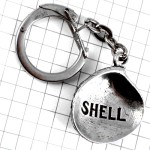 キーホルダー・シェル石油シルバー銀色の二枚貝 SHELL