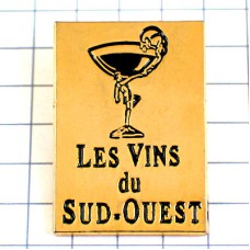 ピンバッジ・ボルドー産ワイン葡萄酒グラス一杯 LES-VINS-DU-SUD-OUEST BORDEAUX FRANCE TASTEVIN