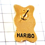 ピンバッジ・ハリボのグミお菓子ゴールド金色の熊クマ HARIBO GERMANY