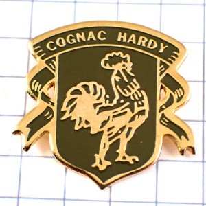 ピンバッジ・ニワトリ雄鶏コニャック酒ハーディ紋章 COGNAC HARDY FRANCE