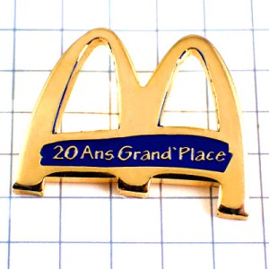 ピンバッジ・マクドナルドＭ20周年ゴールド金色