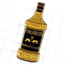 ピンバッジ・ウオッカ酒フィンランド瓶ボトル型 FINLANDIA VODKA FINLAND