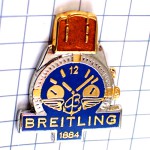 ピンバッジ・ブライトリング腕時計ベルト銀色シルバー青い文字盤 BREITLING SWISS