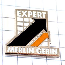 ピンバッジ・電気エキスパート方眼紙オレンジ色と灰色の矢印 MERLIN-GERIN SCHNEIDER EXPERT