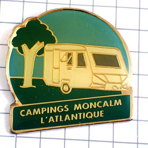 ピンバッジ・キャンピングカー緑の木 CAMPING MONCALM ATLANTIQUE FRANCE