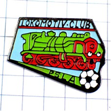 ピンバッジ・蒸気機関車クラブ鉄道とサッカー球