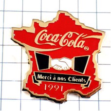 ピンバッジ・コカコーラ握手フランス地図