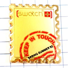 ピンバッジ・スウォッチの腕時計スイス郵便切手型 SWATCH SWISS 