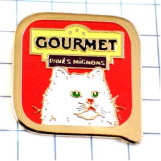 ピンバッジ・白ねこグルメ猫缶 GOURMET