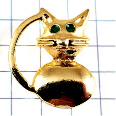 ピンバッジ・金色の猫ゴールド蝶ネクタイ長い尻尾