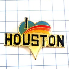 ピンバッジ・アイラブ虹ハート型ヒューストンNASAの街テキサス州アメリカ/USA米国 I-LOVE-HOUSTON