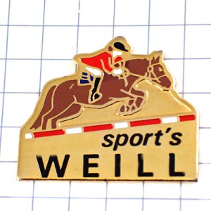 ピンバッジ・競馬乗馬スポーツ障害物競走ジョッキー赤いジャケットの騎手 WEILL