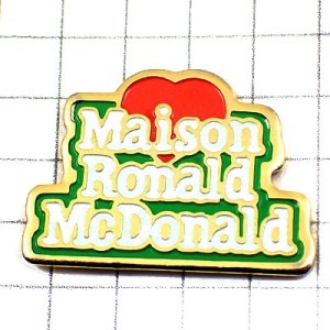 ピンバッジ・マクドナルド赤いハートひとつ RONALD MC-DONALD