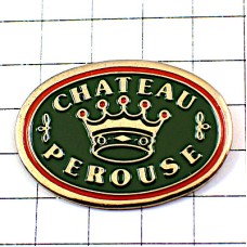 ピンバッジ・赤い宝石の王冠ペルーズ城ワイン葡萄酒 CHATEAU-PEROUSE