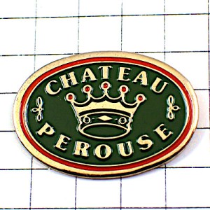 ピンバッジ・赤い宝石の王冠ペルーズ城ワイン葡萄酒 CHATEAU-PEROUSE