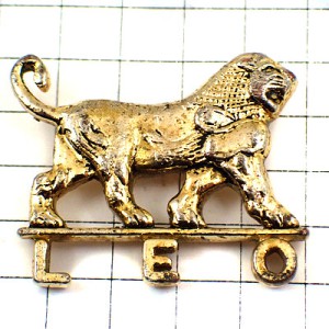 ピンバッジ・金色の獅子ライオンＬＥＯゴールド