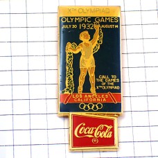 ピンバッジ・ロサンゼルス五輪カリフォルニア1932オリンピック大会コカコーラ中古品ビンテージ