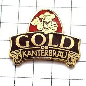 ピンバッジ・カンテールブロー酒ビールを飲む男 BIERRE KANTERBRAU FRANCE