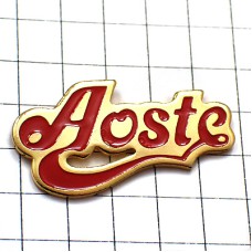 ピンバッジ・アオスト赤い文字 AOSTE-HAM ITALIA ITALY AOSTA