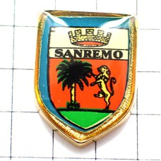 ピンバッジ・サンレモ紋章ライオンとヤシの木 SANREMO ITALIA