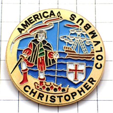 ピンバッジ・コロンブスの帆船大航海時代 CHRISTOPHER-COLUMBUS AMERICA-1492 SANTA-MARIA