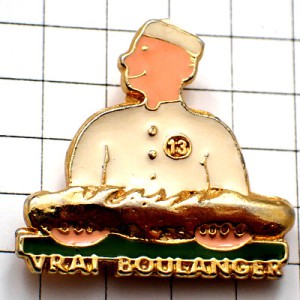 ピンバッジ・パン屋さんバゲット金色ゴールド13 VRAI-BOULANGER BAGUETTE FRANCE