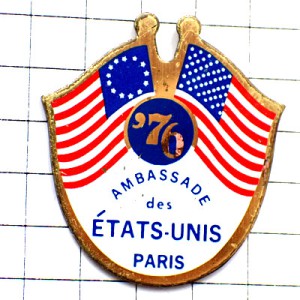 ピンバッジ・国旗パリのアメリカ大使館/USA星条旗EU欧州連合ヨーロッパ欧州旗  AMBASSADE-DES-ETATS-UNIS PARIS FRANCE