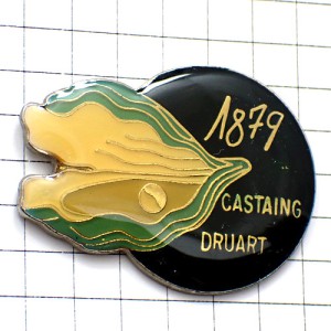 ピンバッジ・カキ牡蠣オイスター貝の真珠 PEARL OYSTER CASTAING-DRUART FRANCE