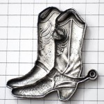 ピンバッジ・銀色ウエスタンブーツ長靴シルバー銀色 BOOTS SILVER CAMPS  COWBOY SANTIAG BIKER