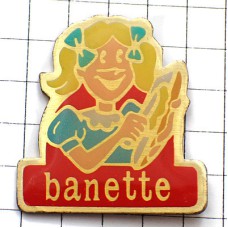 ピンバッジ・女の子とパン一本バゲット BANETTE FRANCE