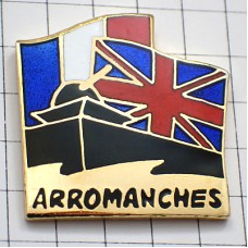 ピンバッジ・フランス国旗イギリス英国ユニオンジャック軍ノルマンディ上陸作戦 ARROMANCHES NORMANDIE DDAY WW2