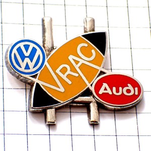 ピンバッジ・ワーゲンとアウディ車ラグビー球ゴール銀色 AUDI  VW VOLKSWAGEN GERMANY