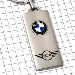 キーホルダー・BMWビーエム車ミニMINIエンブレム銀色シルバー BMW GERMANY AUSTIN MINI COOPER AUSTIN-MINI-COOPER MORRIS-MINI-COOPER ENGLAND