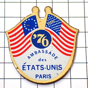 ピンバッジ・国旗パリのアメリカ大使館/USA星条旗EU欧州連合ヨーロッパ欧州旗  AMBASSADE-DES-ETATS-UNIS PARIS FRANCE