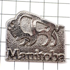 ピンバッジ・バッファロー野牛カナダのマニトバ銀色シルバー BISON MANITOBA CANADA