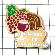 ピンバッジ・ワイン葡萄酒ブドウの房グラス酒樽 CHATEAU-DE-ROUSSELET BORDEAUX COTES-DE-BOURG FRANCE