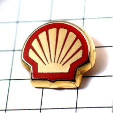 ピンバッジ・シェル石油ゴールドと赤の二枚貝 SHELL ENGLAND