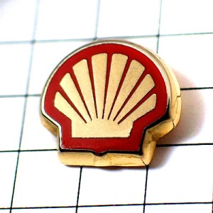 ピンバッジ・シェル石油ゴールドと赤の二枚貝 SHELL ENGLAND