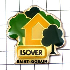 ピンバッジ・黄色い家と森の木々 ISOVER INSULATION SAINT-GOBAIN